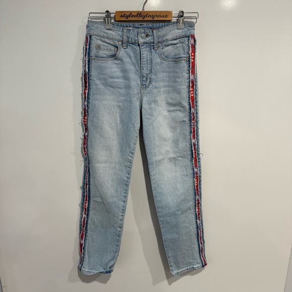 Anthropologie Pilcro The Vintage Straight Jeans Boho Embroidered - Picture 13 of 13